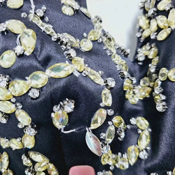 Sherri Hill black mermaid prom dress gown w gold beading 2 - Picture 11 of 13